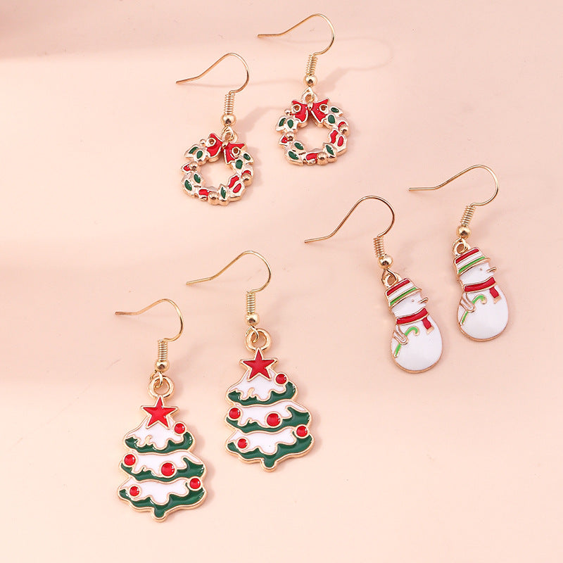 Wholesale Santa Claus Christmas Tree Snowman Snowflake Earrings