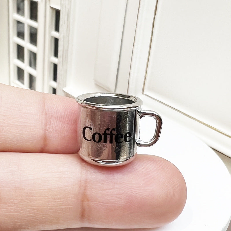 Wholesale 1:12 mini scene accessories props DIY silver small teacup