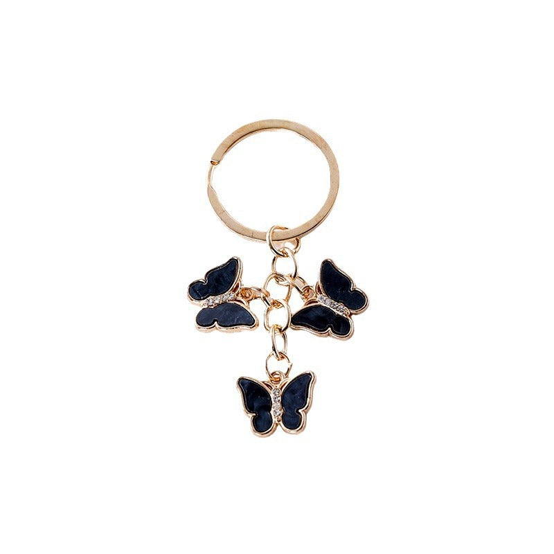 Wholesale Oil dripping diamond alloy colorful butterfly keychain