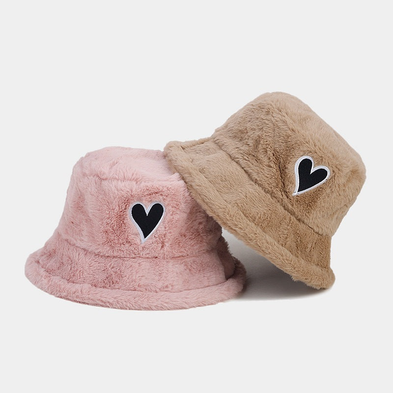 Wholesale Love Patch Bucket Hat Plush Hat