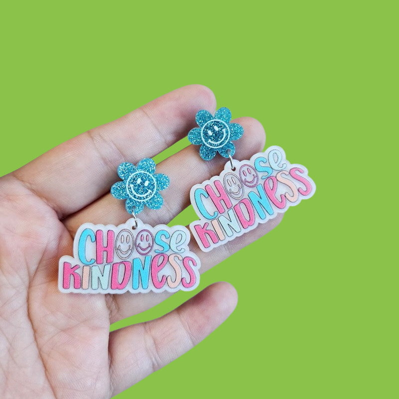 Wholesale 10PCS  Letters Beginning of School Season Graduation Season Flower Teacher Acrylic Earrings