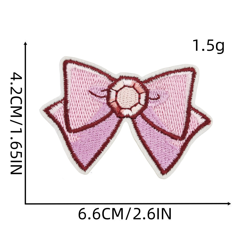 Wholesale Cartoon Pink Bow Embroider Cloth Patch