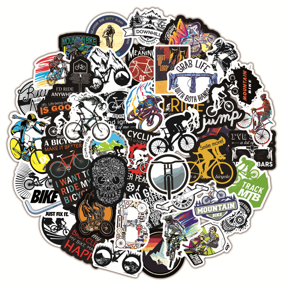 Wholesale PVC Waterproof Self-adhesive Outdoor Mountain Off-road Bicycle Graffiti Stickers