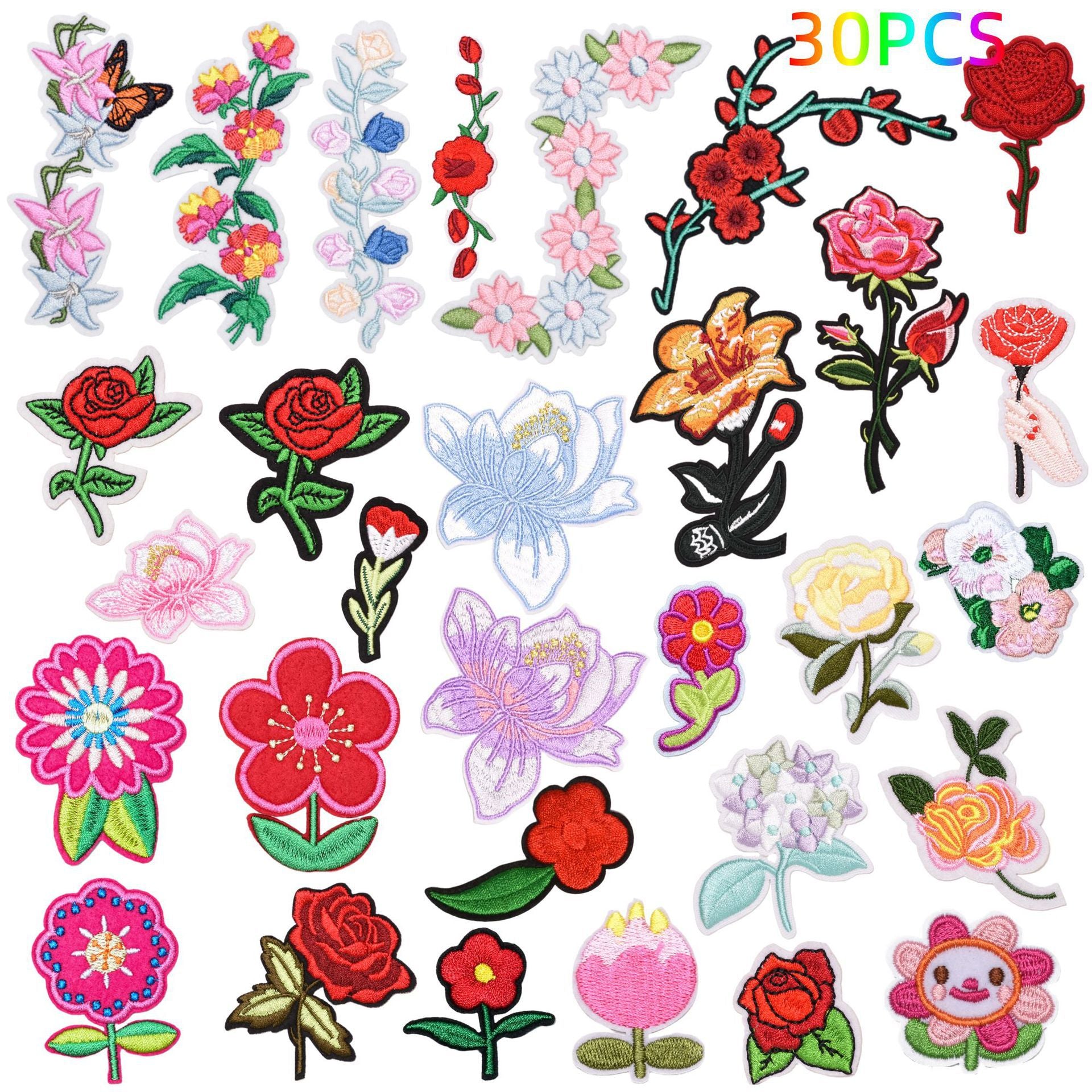 Wholesale Twill Flower Embroidery Patches DIY Sewing Craft Supply For Clothing Decoration