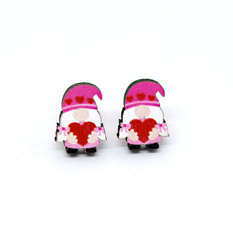 Wholesale Cartoon Valentine's Day Christmas Wood Earrings