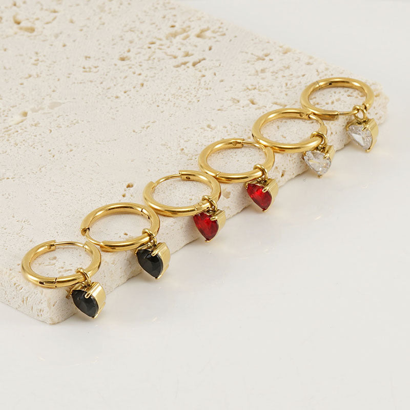 Wholesale Titanium Steel Colored Zircon 18K Stainless Steel Cube Diamond Temperament Earrings