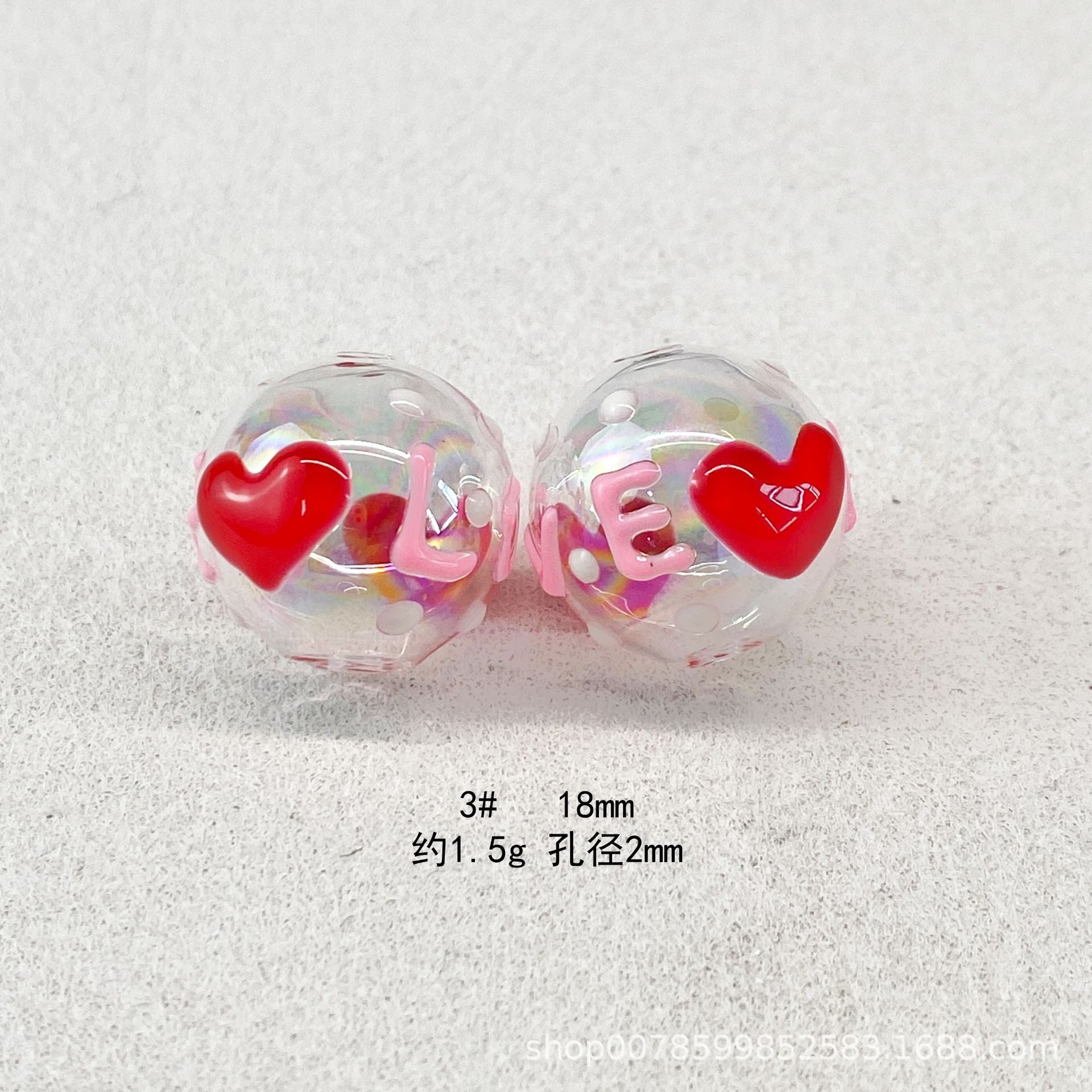 Wholesale 10pcs Transparent hollow glass heart-shaped polka dot hand-painted flower beads