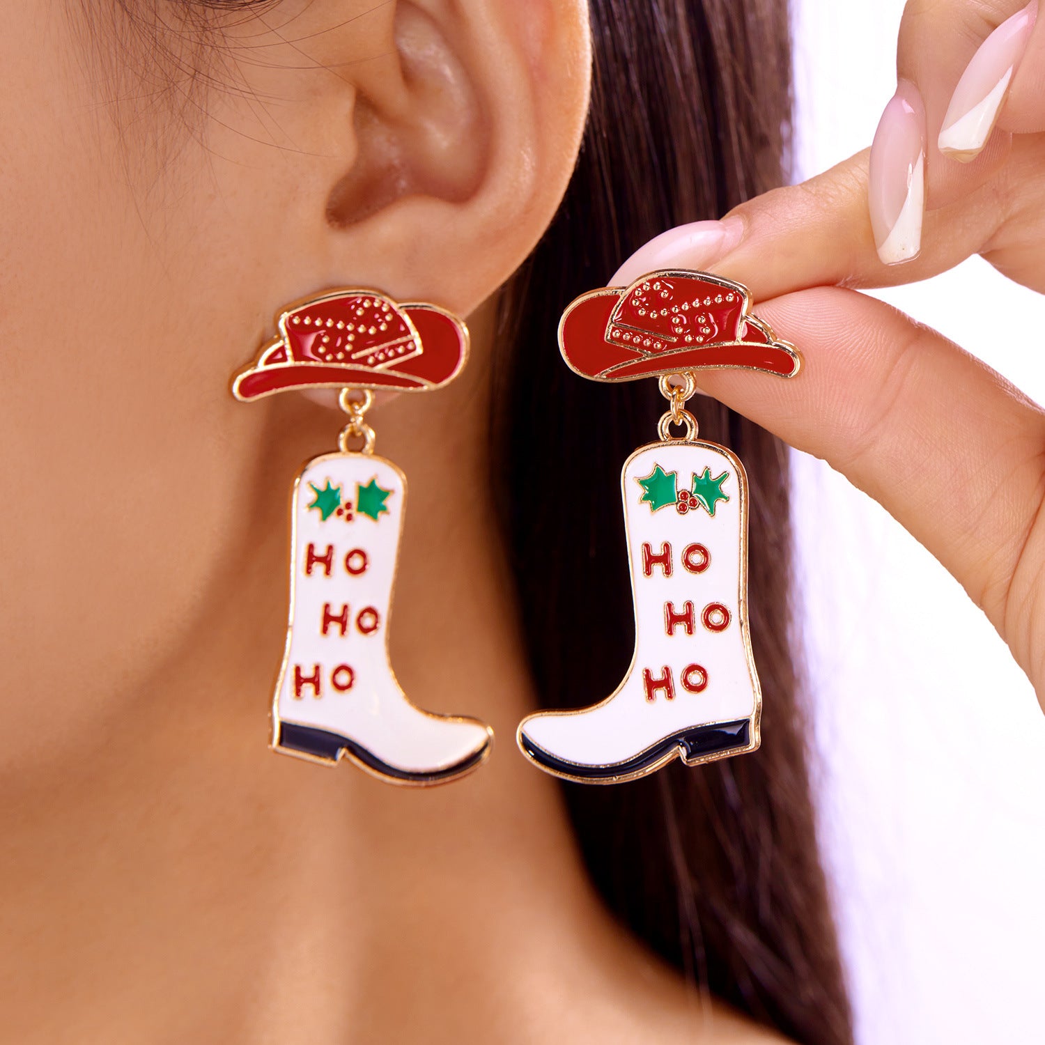 Wholesale Christmas red and green snowflake and snowman earrings