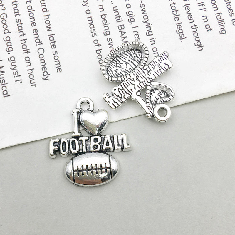 Wholesale 1 Antique Silver Alloy Simulation Rugby Baseball Series DIY Pendant