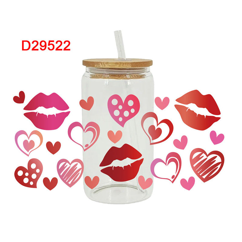 Wholesale Sweet Heart Valentine' s Day 16oz Cup UV DTF Wraps