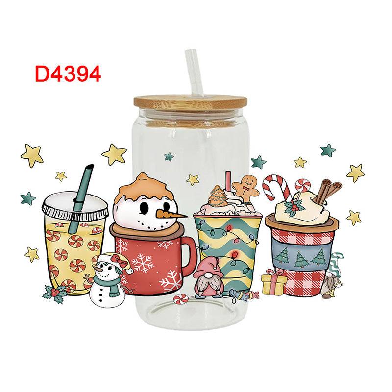Wholesale Colorful Christmas Series  16oz Cup UV DTF Wraps