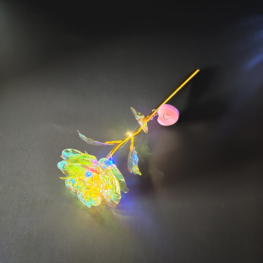 Wholesale of 10pcs Valentine's Day 24k Gold Foil Luminous Plastic Roses