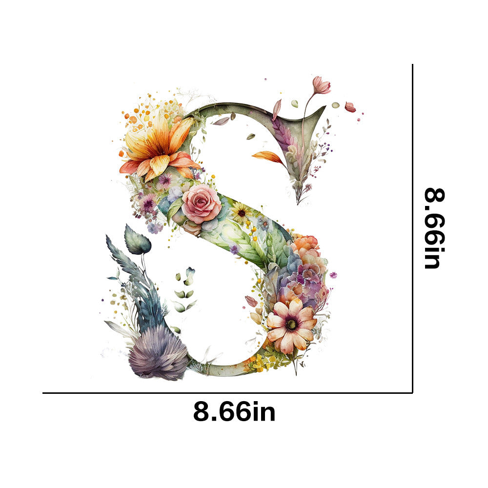 Wholesale 26 letter flower branches and leaves UV DTF Ready to Press Transfers Wraps