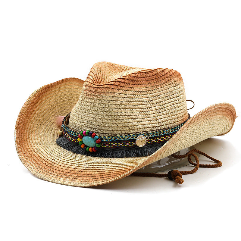 Wholesale Bohemian Western Cowboy Foldable Windproof Rope Tibetan Tibetan Style Hat