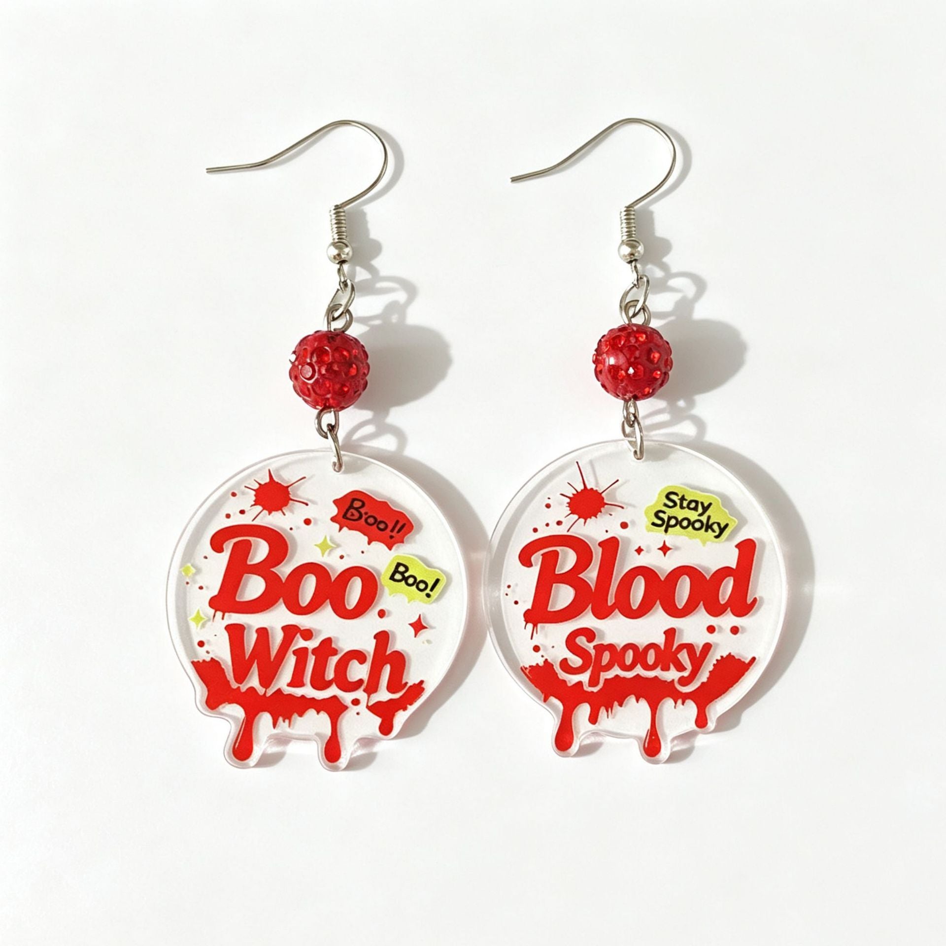 Wholesale  Red Letter Print Acrylic Earrings Quirky Fashion Jewelry Accessory