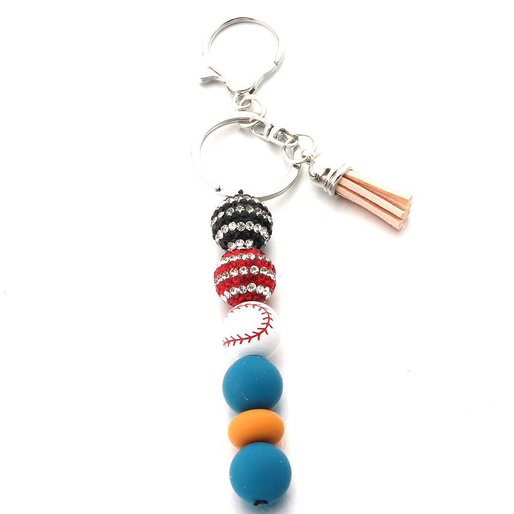 Wholesale Stripe Diamond Ball Bead Silicone Bead Keychain