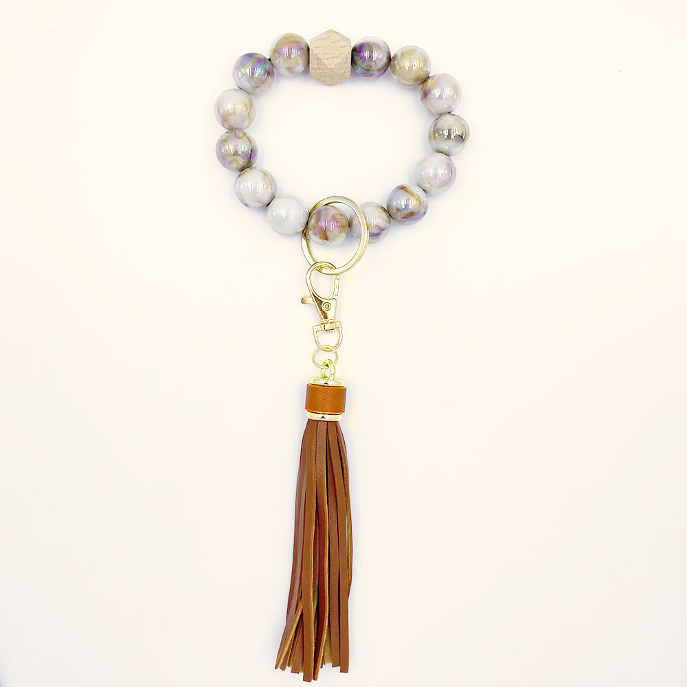 Wholesale Wooden Beads Tassel Bracelet Keychain