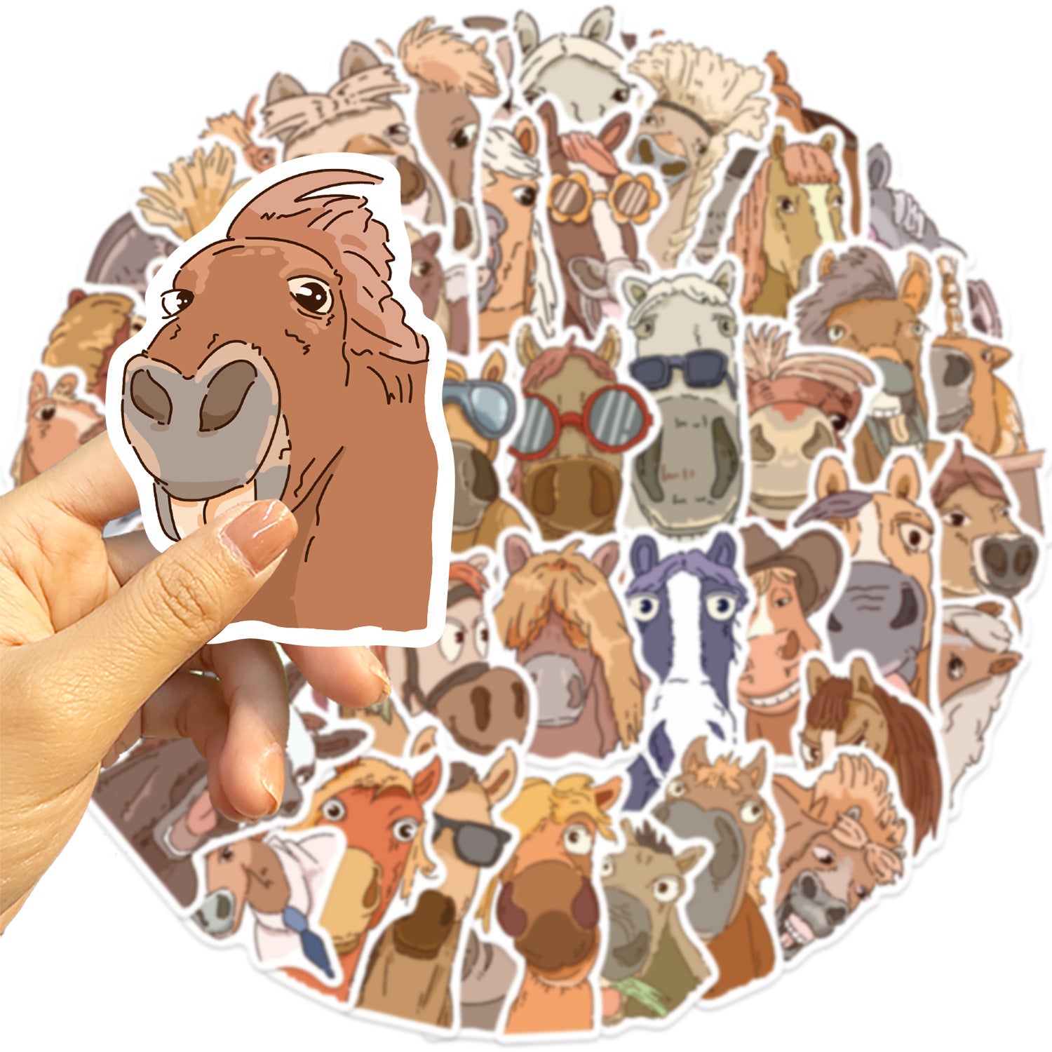 Wholesale 50pcs Cartoon Horse Emoji Collection Graffiti Waterproof Stickers