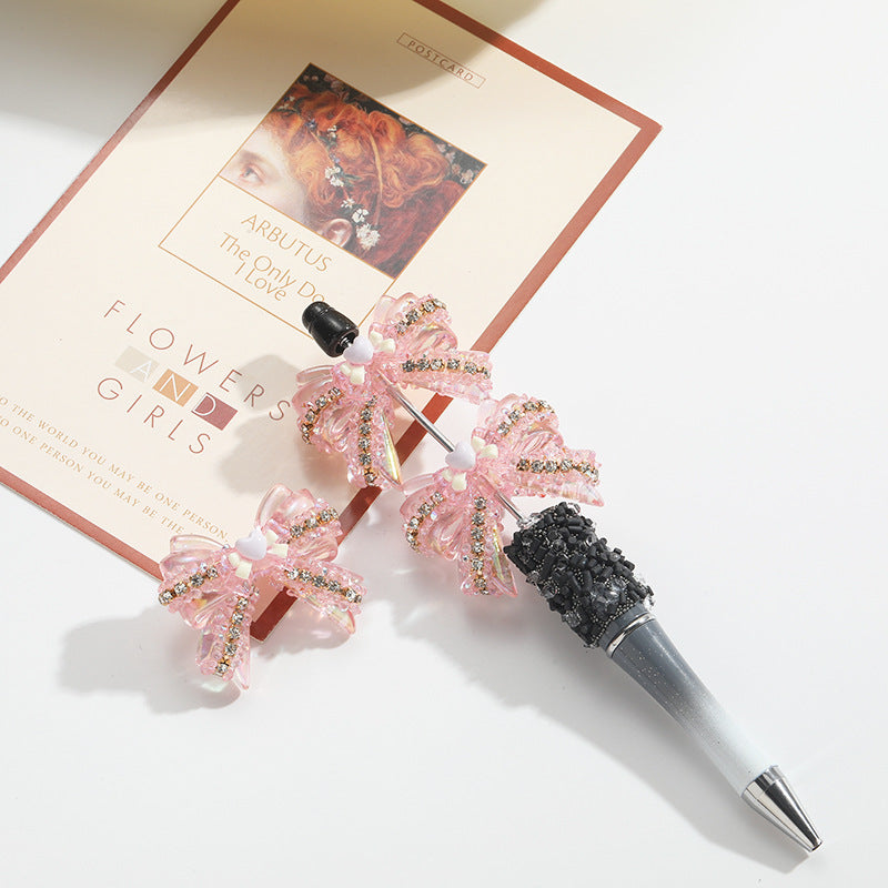 Wholesale 10pcs Acrylic Heavy Industry Beads Bow with Diamonds Hand Beading DIY