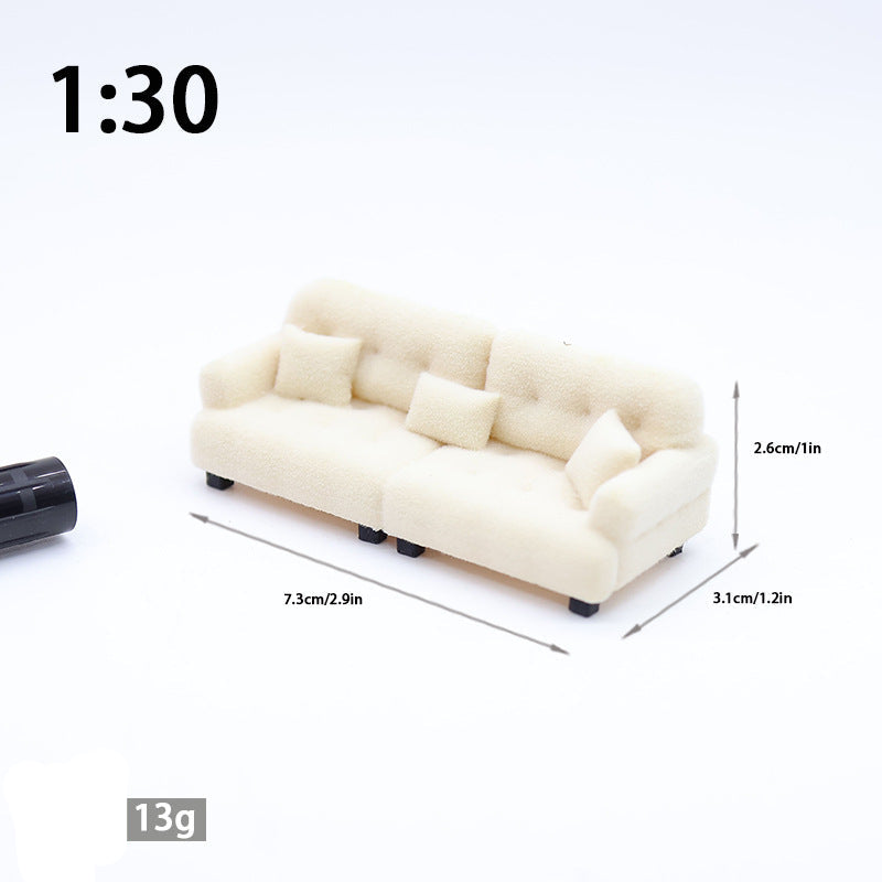 Wholesale  Miniature Doll Sofa Flocked Cream Style Doll Accessories