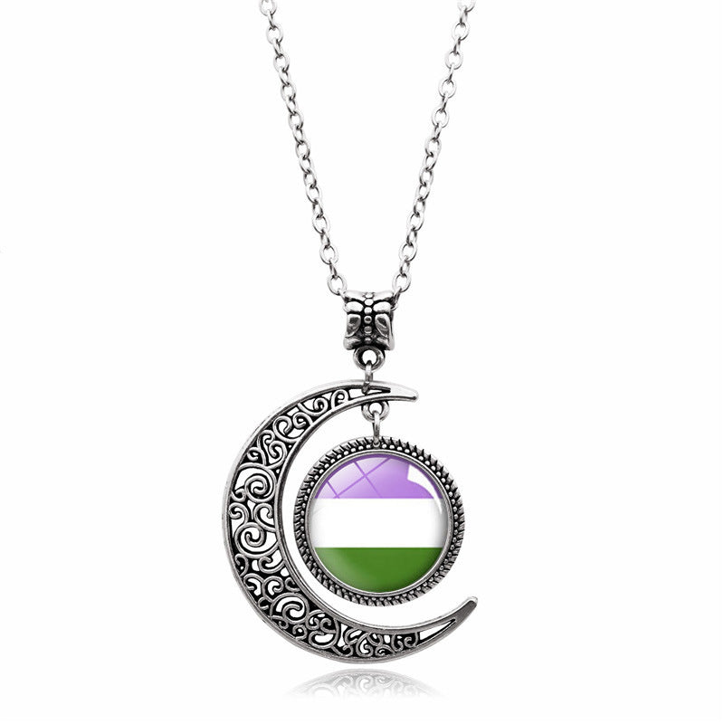 Wholesale Rainbow Moon Pendant Necklaces