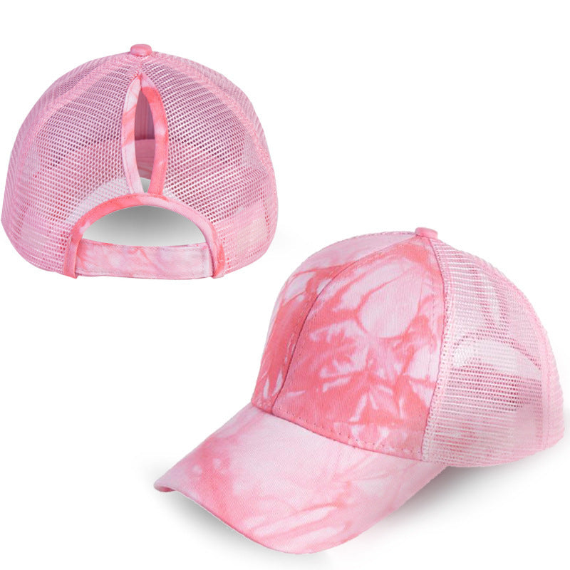 Wholesale Acid Wash Ponytail Solid Color Baseball Cap
