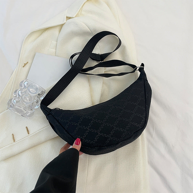 Wholesale Canvas Lingge Crossbody Bag Leisure Dumpling Bun