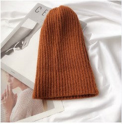 Wholesale Solid Color Versatile Knitted Thickened Smooth Plate Pointed Wool Hat