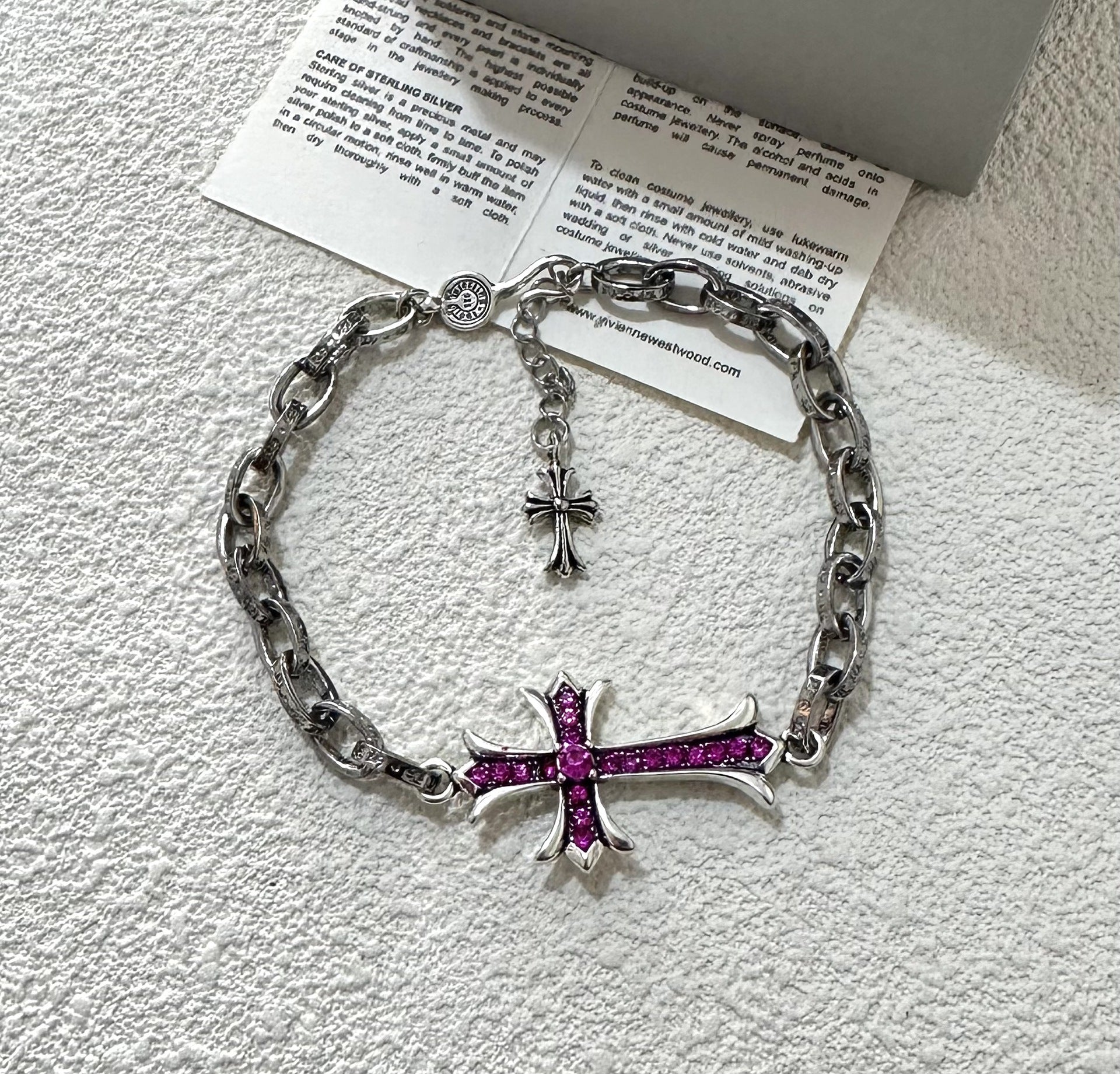 Wholesale ins cold antique silver plated love crown cross flower bracelet