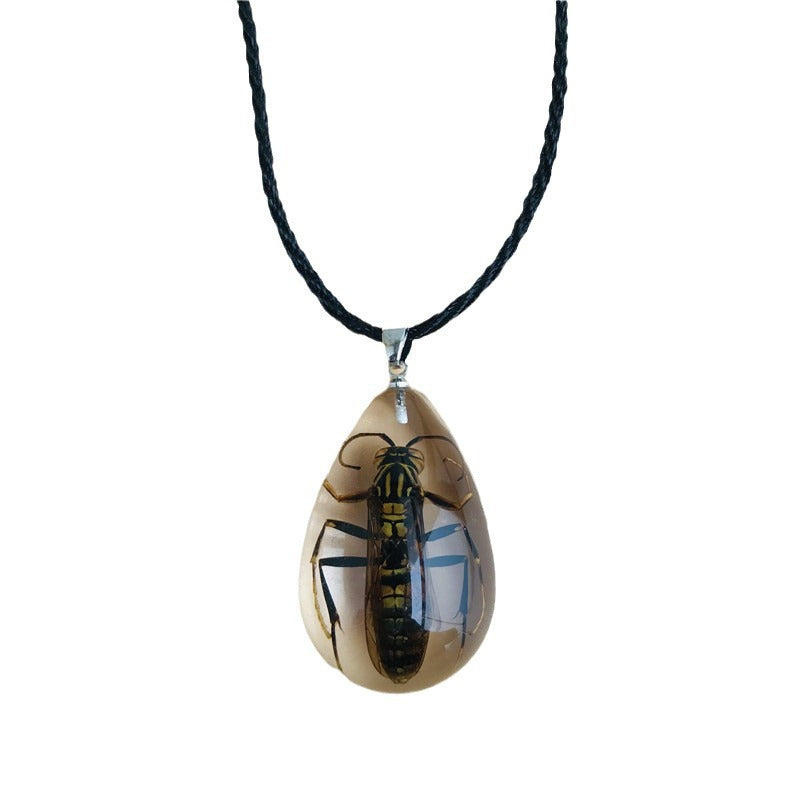 Wholesale 6pcs Transparent Real Insect Dripping Resin Necklace