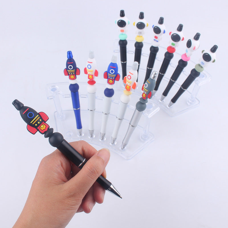 Wholesale Handmade Bead Pen Cartoon Rocket Astronaut Silicone Ballpoint Pen