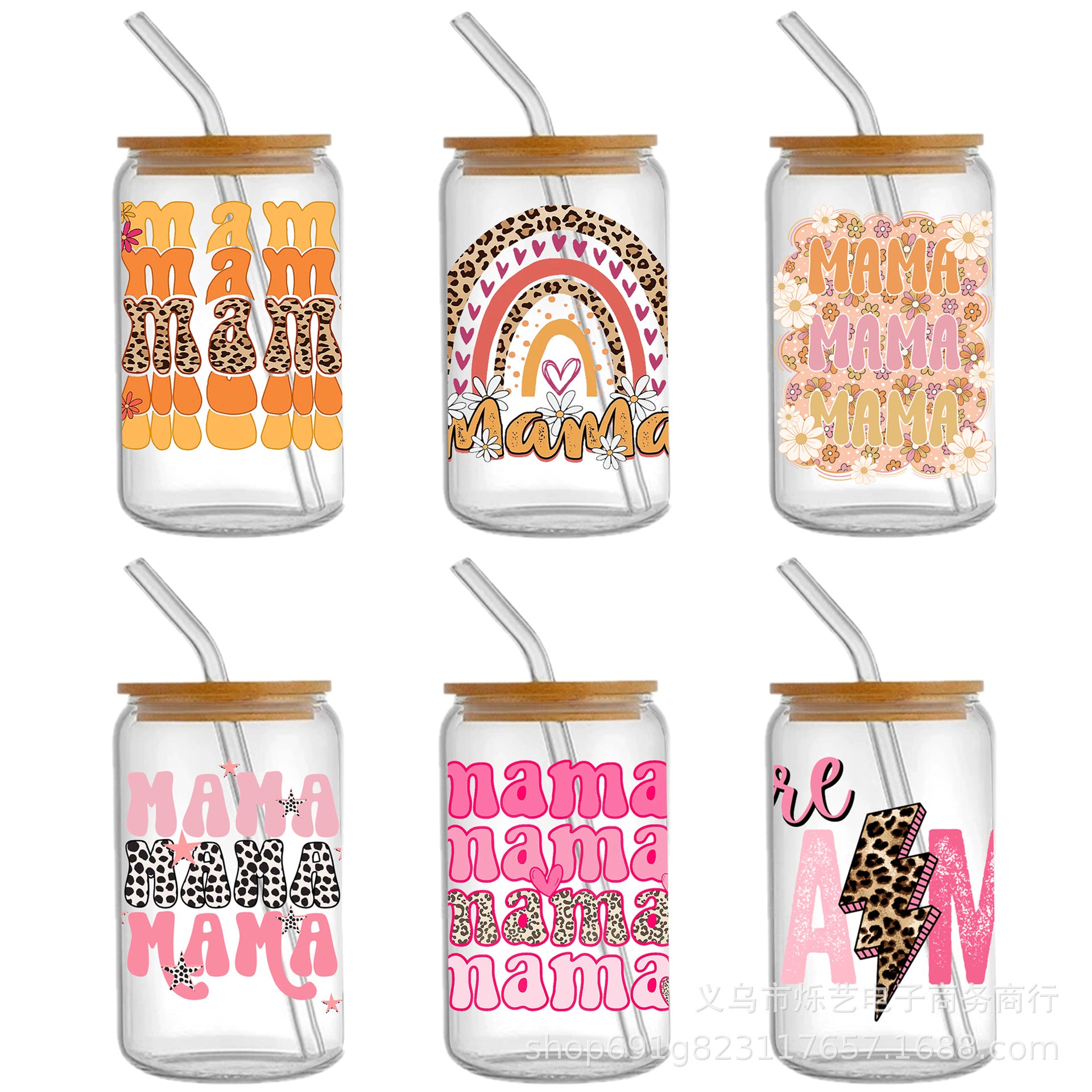 Wholesale  5pcs Mother' s Day flower series 16oz Cup UV DTF Wraps