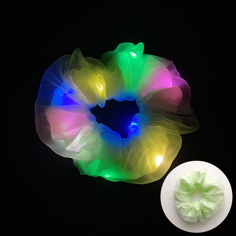 Wholesale Led Luminous Large Intestine Hair Ring DIY Night Light Flower Shiny Fat Intestine Head Rope Nightclub Rubber Band Hair Accessories
