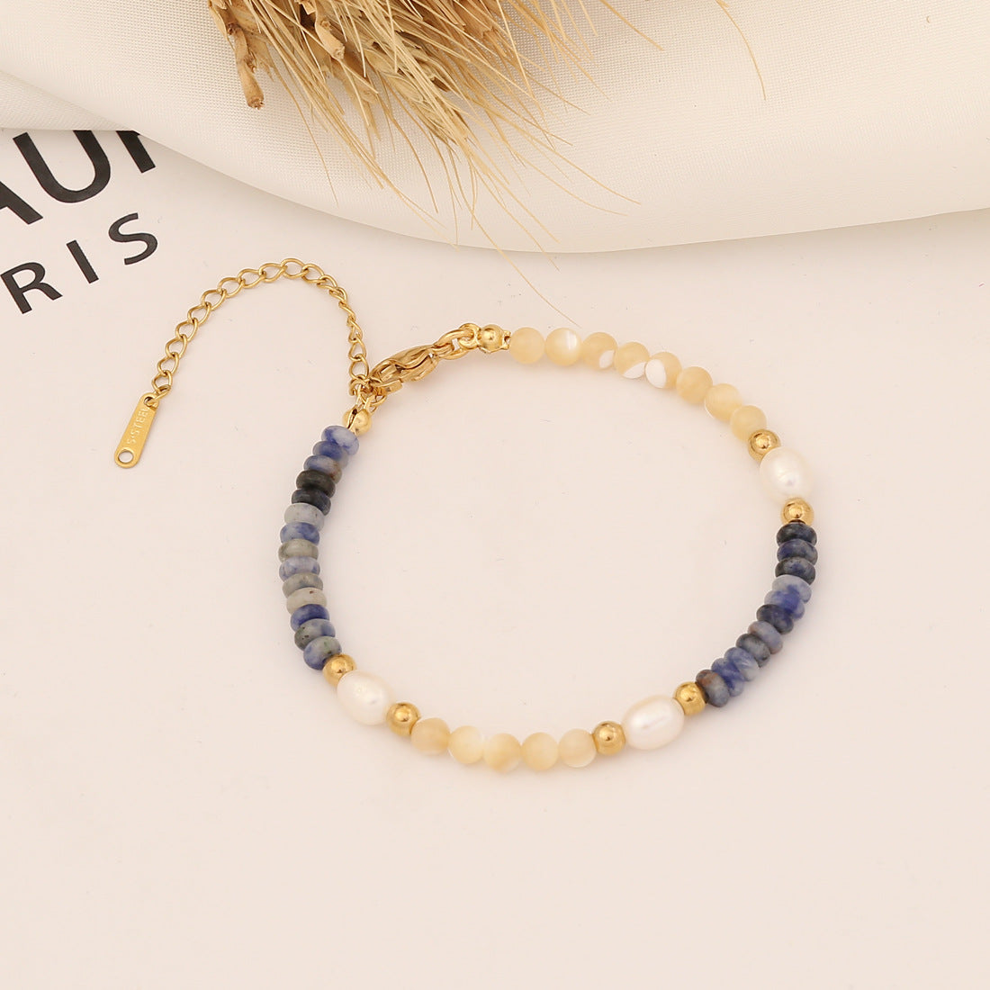 Wholesale Natural Stone Pearl Shell Stainless Steel Bracelet