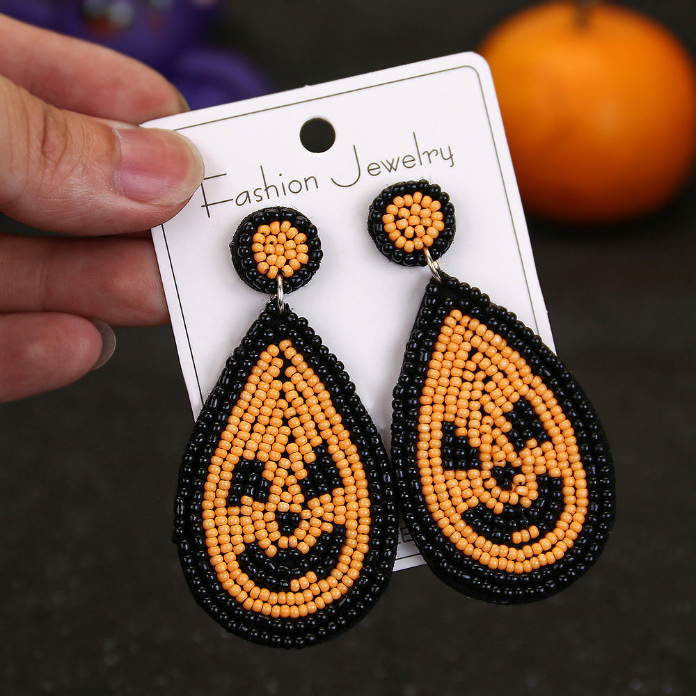Wholesale Halloween Exaggerated Rice Bead Sewing Earrings