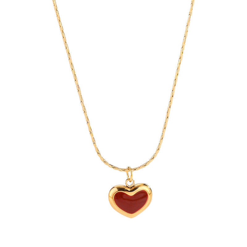 Wholesale Simple French Heart Titanium Steel Necklace