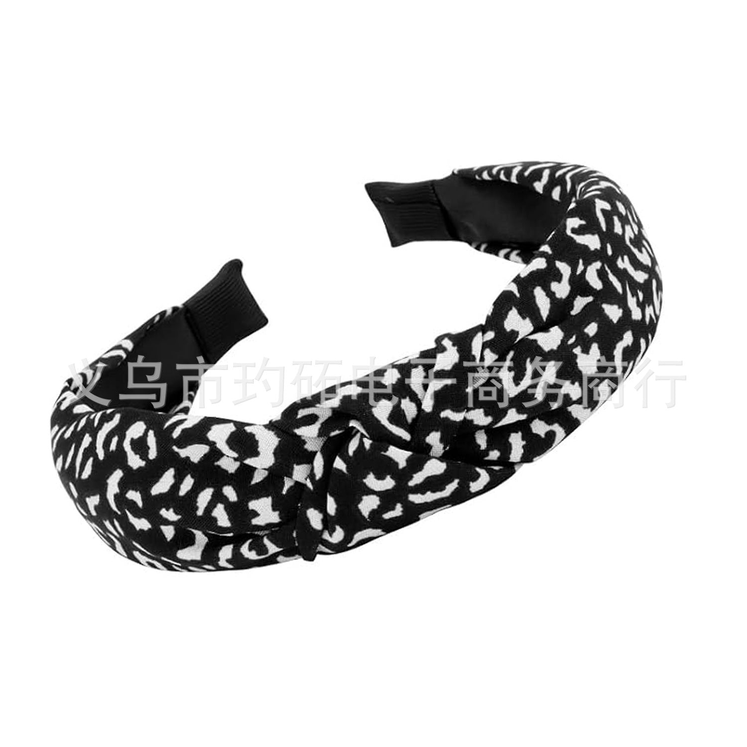 Wholesale Leopard print coffee colored fabric knotted wide edge headband