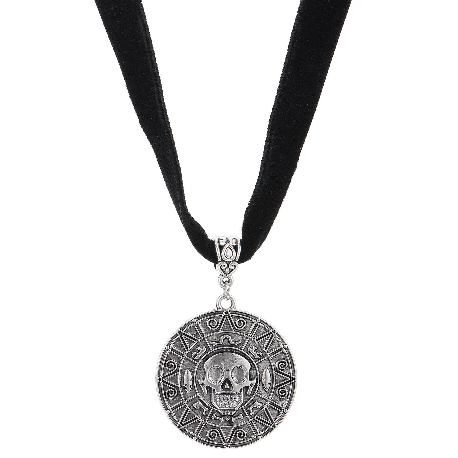 Wholesale Jewelry Pirates of the Caribbean Necklace  Gold Coin Chain Men Skull Necklace Pendant