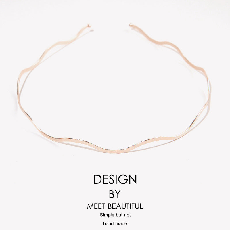 Wholesale Metal Wave Thin Hairband Gold Thin Style