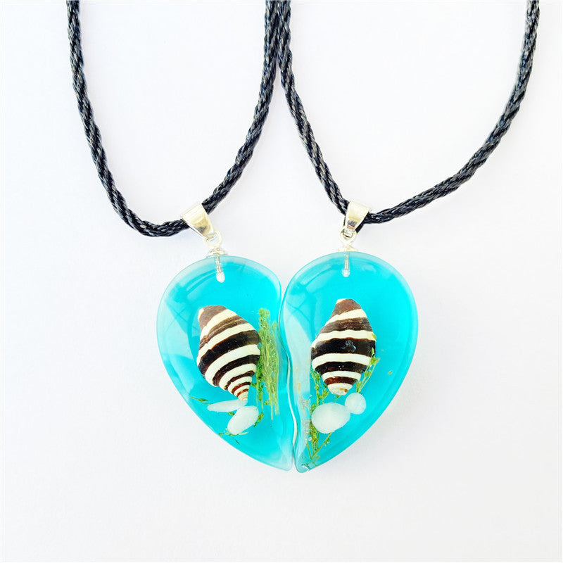 Wholesale 6pcs Creative Real Starfish Conch Pendant Necklace