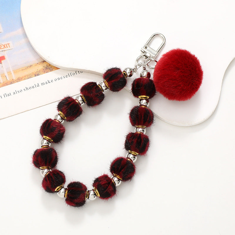 Wholesale Plush Ball Beaded Mobile Phone Lanyards