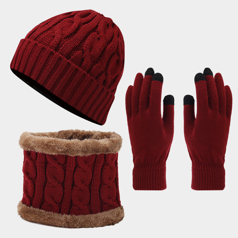 Wholesale Winter Retro Thickened Warm Hat Scarf and Gloves Set