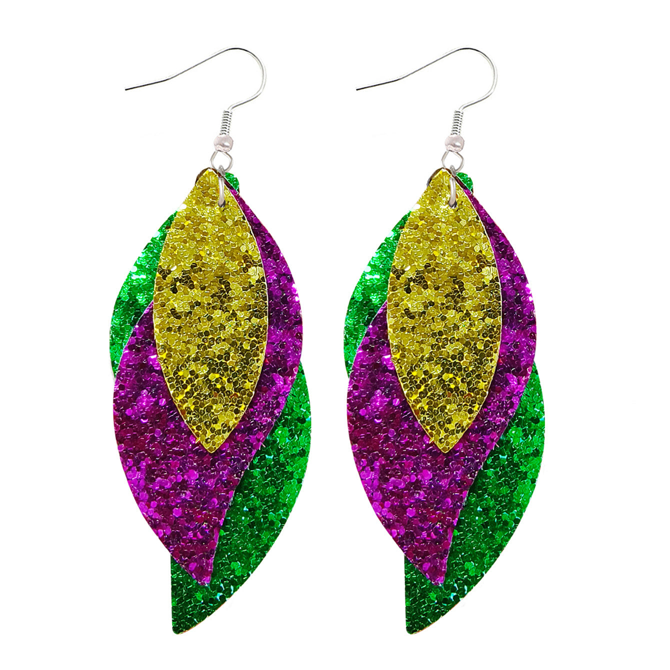 Wholesale Carnival Three-layer Leather Printed Powder Water Drop Leaves