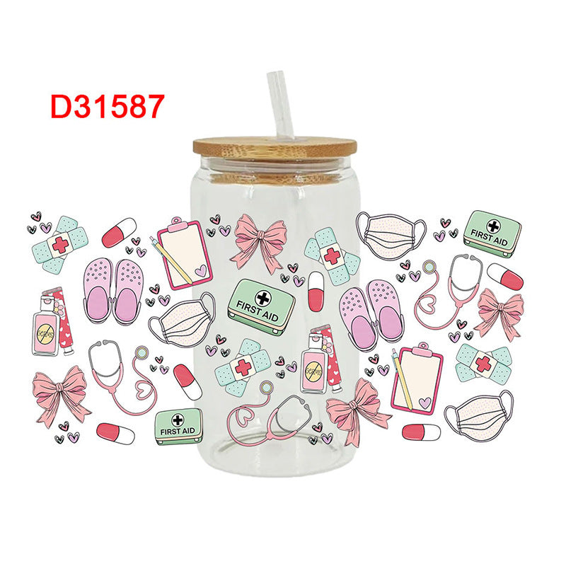 Wholesale Pink Nurses' Day   16oz Cup UV DTF Wraps