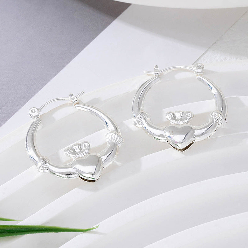 Wholesale Love Crown Ring Valentine's Day Hoop Earrings