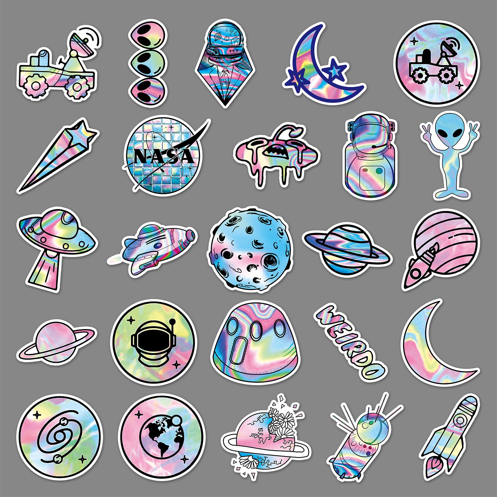 Wholesale 50 pieces of outer space graffiti personalized cartoon planet laser creative stickers