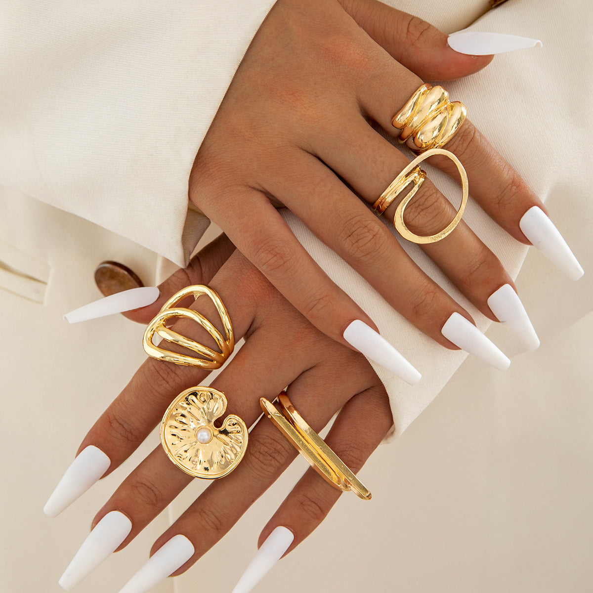 Wholesale Geometric irregular fashion ring set