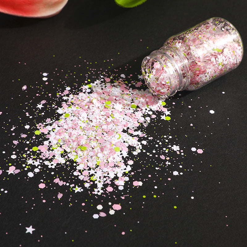 Wholesale DIY Handmade Material Drop Glue Macaron Mixed Glitter Flow Hemp Cherry Blossoms Sparkling Pink Glitter