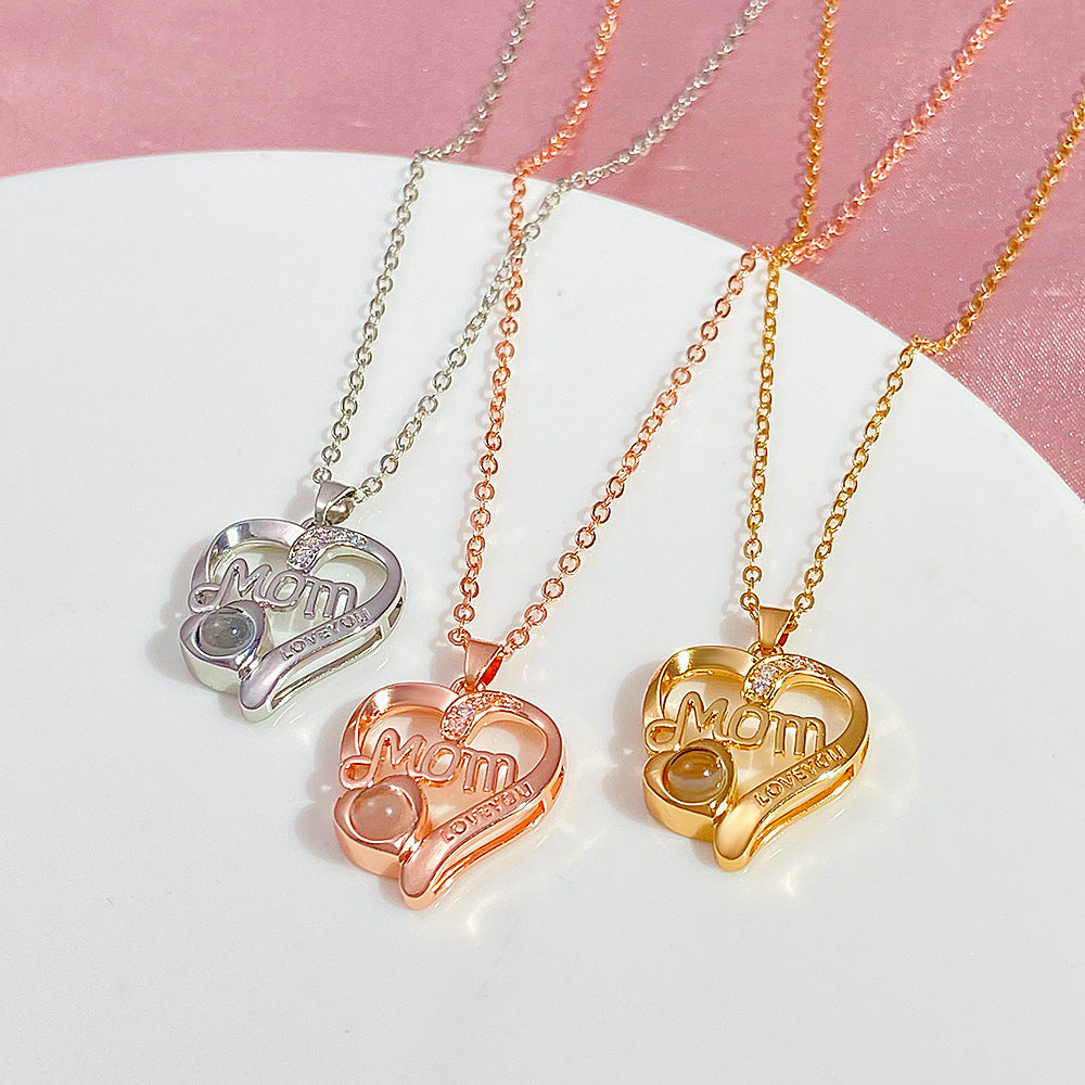 Wholesale mother's day gift MOM letter heart-shaped necklace