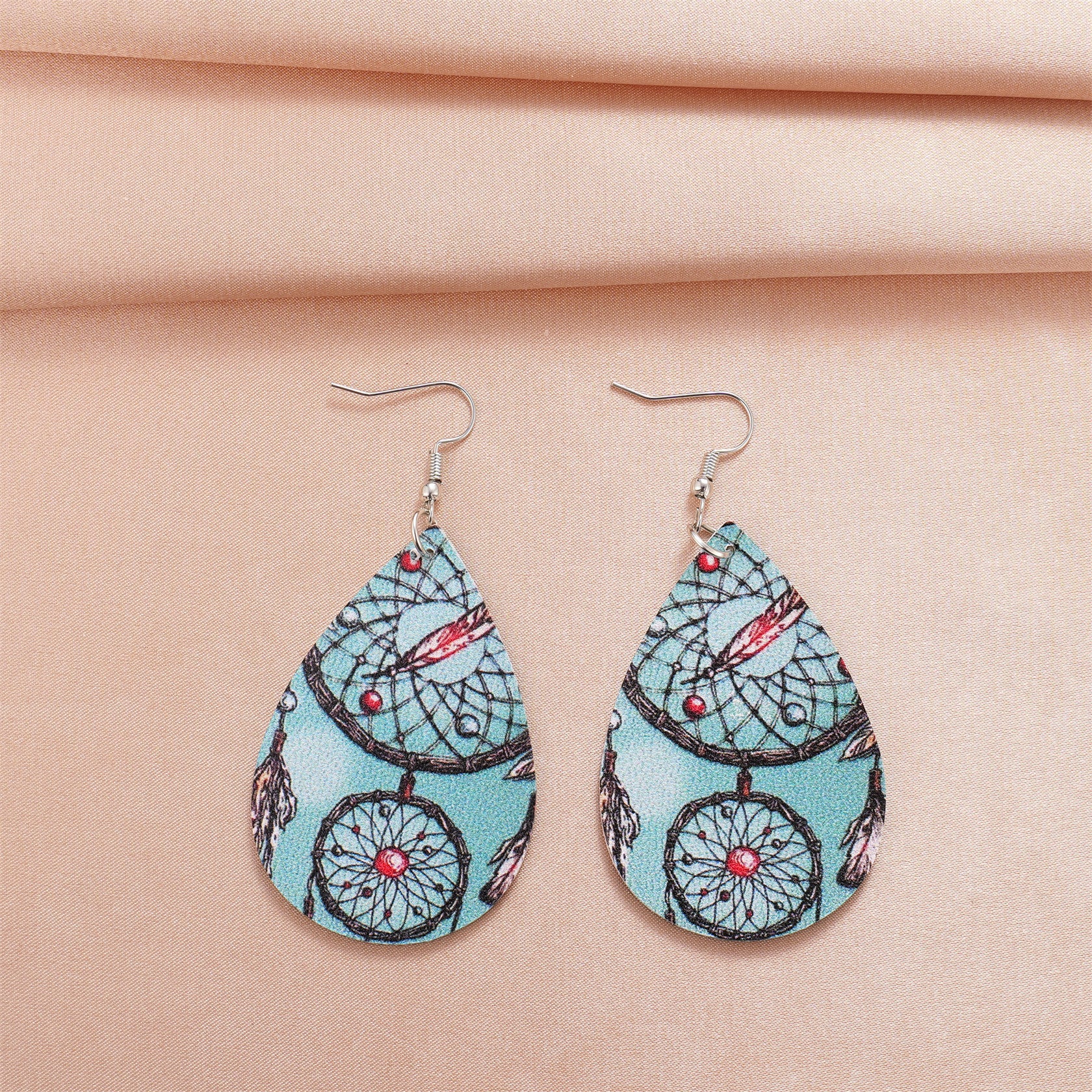 Wholesale Colorful Dream Catcher Double Sided Print Earrings